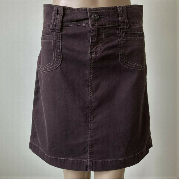 Old Navy Skirt Stretch Size 0 Short Mini Brown Corduroy Cotton Zip Pockets - Picture 1 of 12